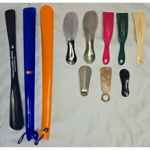 Vintage Shoe Horn Lot 11 Plastic Metal Bakelite Florsheim Penny's Fuller Brush